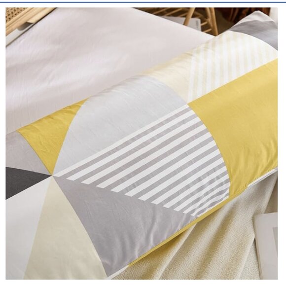 NWT Body Pillowcase 100% Cotton, 20" x 54" Modern Geometric Yellow & grey - Picture 5 of 6